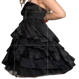 Betsey Johnson whimsigoth evening Sz 6 Black Strapless Ruffled Cocktail Dress